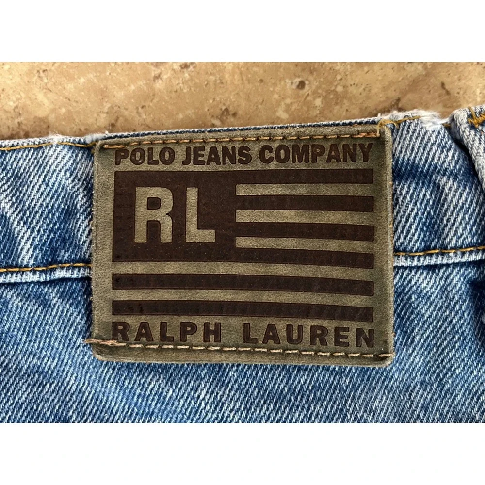 Vtg Polo Jeans Co Ralph Lauren Mens Straight Leg Denim‎ Blue Jeans RL Flag 36x32